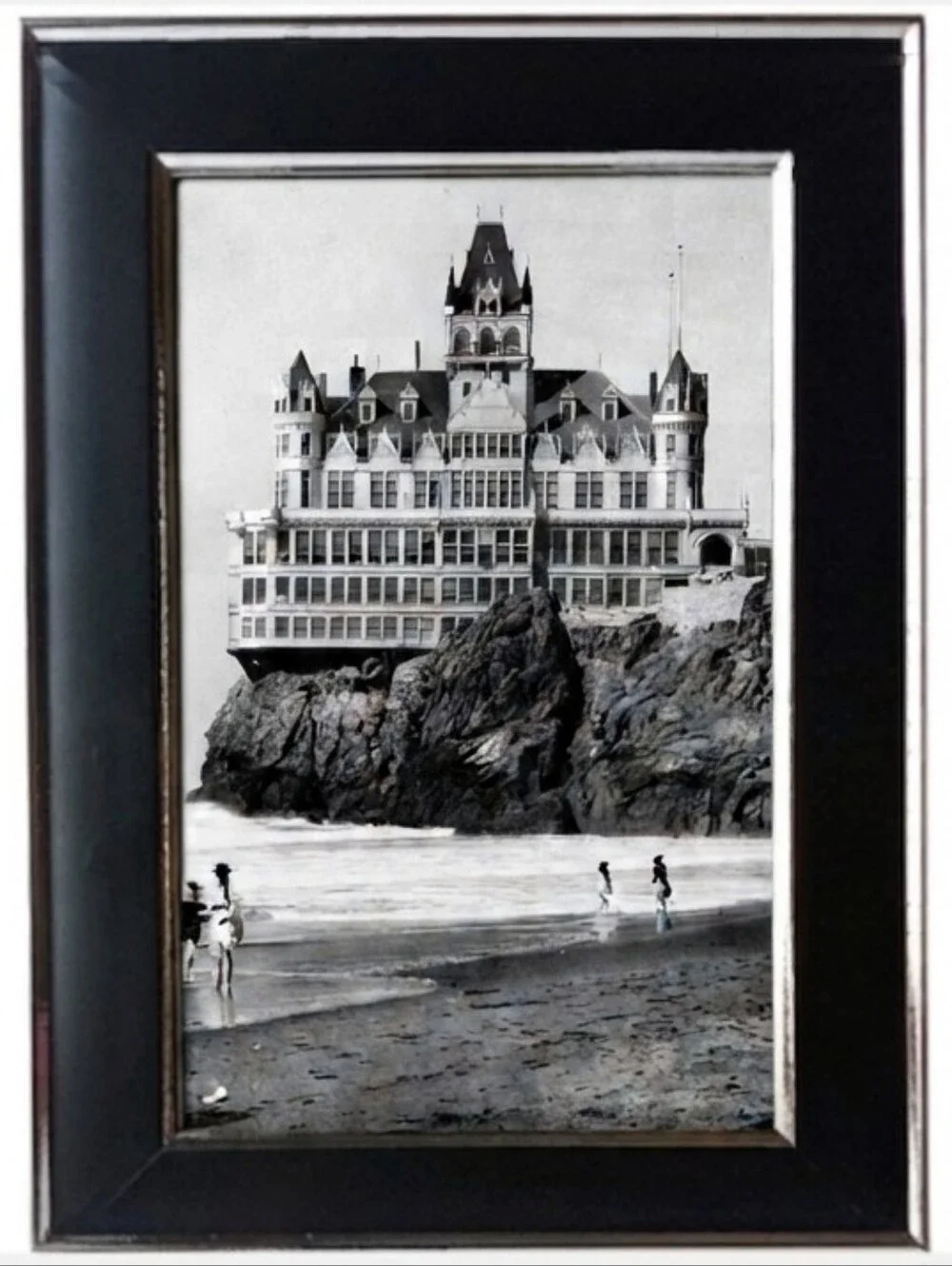 Victorian Cliff House Ocean Sea Vintage Building Retro Framed Photo Ptint